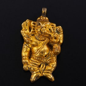 Ancient Persian culture, pure gold Ganesha pendant