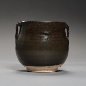 Chinese Song Dynasty Tea Leaves Glaze Double-Handled Jar