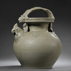 Yue Kiln Celadon Chicken Head Pot with Handle Handle, China, Northern and Southern Dynasties