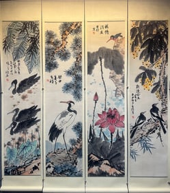 Four Scrolls of Flowers and Birds by Li Kuchan