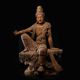 Chinese Song Dynasty painted wooden statue of Guanyin