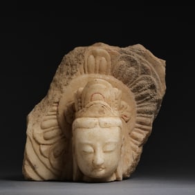 Chinese Tang Dynasty white marble Buddha head