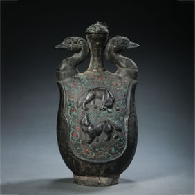 Ancient Chinese copper flat bottle