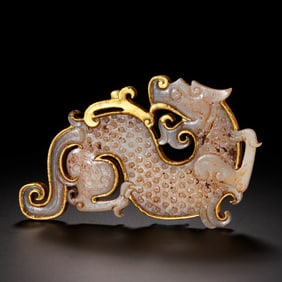 Chinese Han Dynasty Gold-wrapped Dragon Pendant