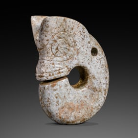 Chinese Neolithic Hongshan Culture Chicken Bone White Jade Pig Dragon