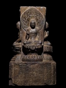 Four-sided bluestone Buddhist pillars from the Tang Dynasty, China