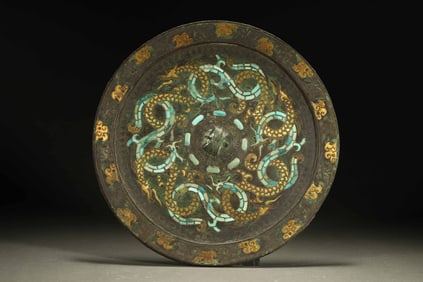 Chinese Warring States Period Inlaid Gold and Silver Mirror