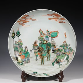 Chinese Qing Dynasty Five-color Character Story Plate