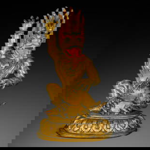 Chinese Qing Dynasty Gilt Bronze Seated Buddha: H. 44 cm. L. 26 cm. Weight. 11000 gram.