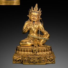 Chinese Qing Dynasty Gilt Bronze Seated Buddha