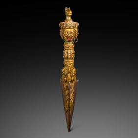 Chinese Qing Dynasty Buddhist Gilded Bronze Vajra