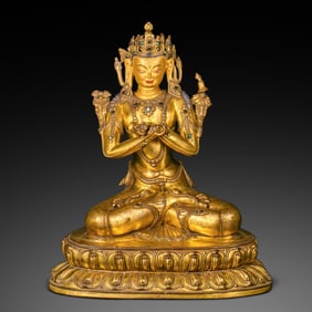 Chinese Qing Dynasty Gilt Bronze Seated Buddha