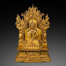 Chinese Ming Dynasty Gilt Bronze Seated Buddha