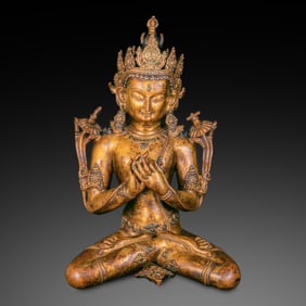 Chinese Ming Dynasty Gilt Bronze Seated Buddha
