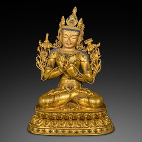 Chinese Ming Dynasty Gilt Bronze Seated Buddha
