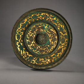 Chinese Han Dynasty Gilded Bronze Mirror