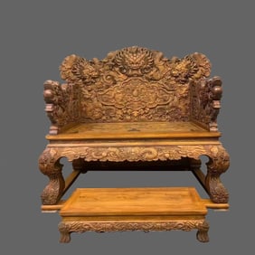 Chinese Qing Dynasty Huanghuali Wood Dragon Throne