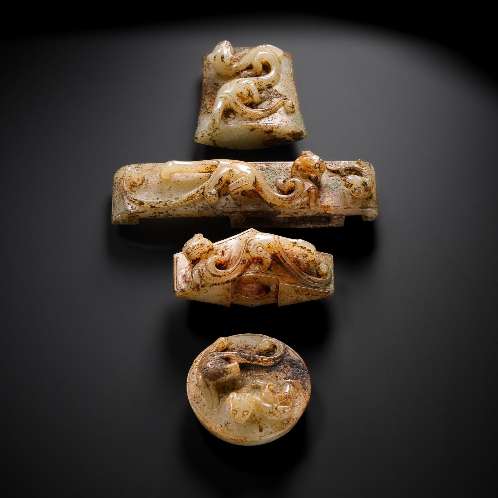 A set of Chinese Han Dynasty jade sword ornaments (1 of 11)