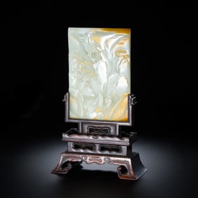 Chinese Qing Dynasty Hetian Jade Screen