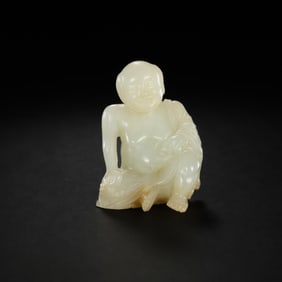 Chinese Qing Dynasty Hetian Jade Seated Figure