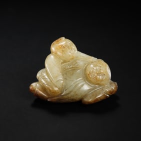 Chinese Qing Dynasty Hetian Jade Twin Boys