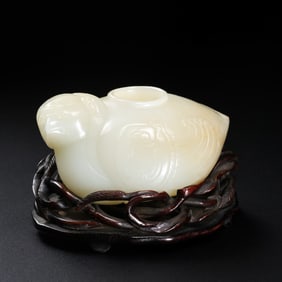 Chinese Qing Dynasty Hotan White Jade Bird Water Bowl