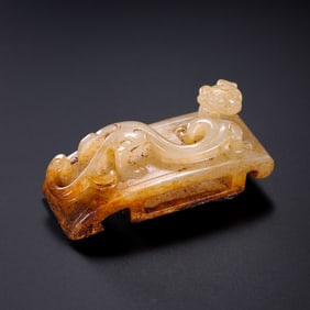 Chinese Han Dynasty Jade Sword Ornament with Chilong Pattern