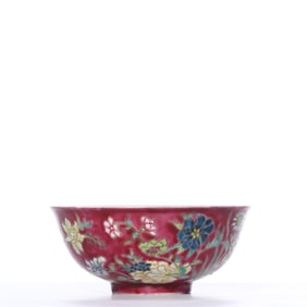 Chinese Qing Dynasty Daoguang Period Famille Rose Flower Pattern Bowl