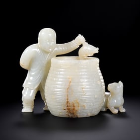 Chinese Qing Dynasty Hetian Jade Carved Ornaments