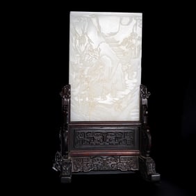 Chinese Qing Dynasty Hetian Jade Screen