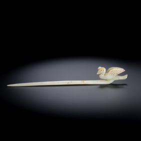 Chinese Qing Dynasty Hetian Jade Hairpin