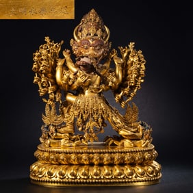 China Ming Yongle period gilt bronze standing Buddha statue