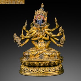 A Chinese gilt bronze statue of a seated Buddha from the Yongle period of the Ming Dynasty