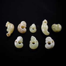 A group of jade artifacts from the Hongshan culture of China's Hongshan period
