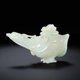 Chinese Qing Dynasty Hetian White Jade Goose