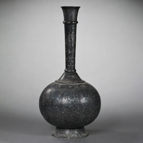 Chinese Warring States Period Inlaid Gold and Silver Long-necked Vase