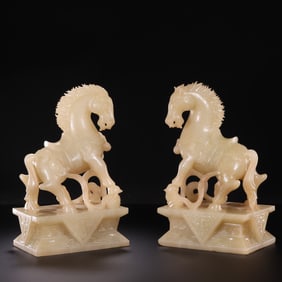 A pair of Chinese Han Dynasty jade horses