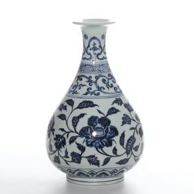 Chinese Yuan Dynasty Blue and White Jade Pot Vase