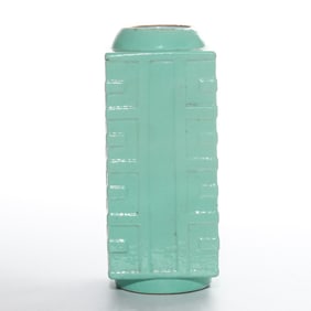 A peacock blue glaze Cong-style vase from the Qianlong period of the Qing Dynasty, China