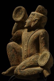 China Northern Wei Dynasty Bluestone Cliff Seated Statue