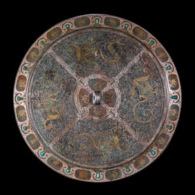China Warring States Period Gold and Silver Inlaid Gemstone Bronze Mirror