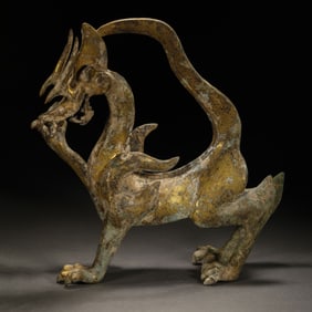Chinese Han Dynasty Gilded Bronze Dragon