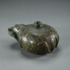Chinese Han Dynasty Bronze Water Jar with Auspicious Animals