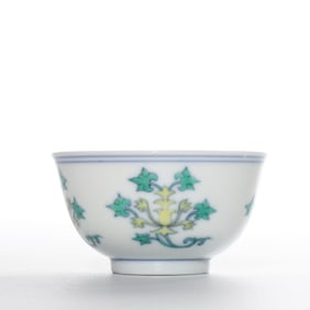 Chinese Ming Dynasty Doucai Flower Pattern Cup