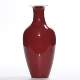 Chinese Qing Dynasty Qianlong period red glaze appreciation vase