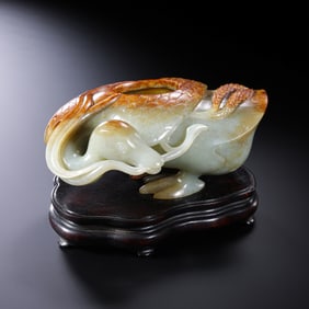 Chinese Qing Dynasty Hetian Jade Duck-shaped Water Bowl