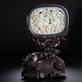 Chinese Qing Dynasty Hetian Jade Screen