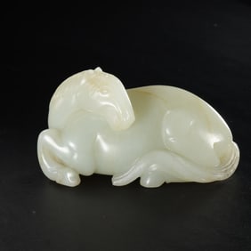 Chinese Qing Dynasty Hetian Jade Horse
