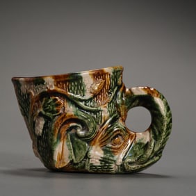 Chinese Tang Dynasty tri-color elephant head cup