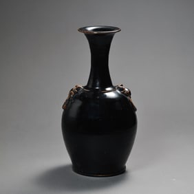 Chinese Northern Song Dynasty Cizhou kiln black glaze double-headed long-necked vase
